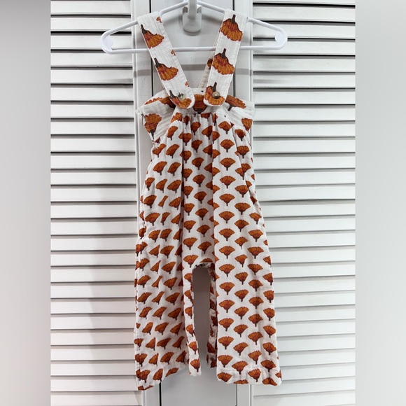 Kate Quinn size 6/12 M marigold Cream and Orange Kids Romper - Picture 2 of 5